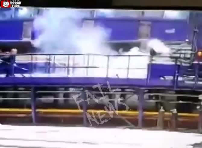 Video :He is miraculously spared after being splattered by Molten Zinc!